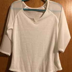 Aerie 3/4 length white chiffon sleeve tee size M